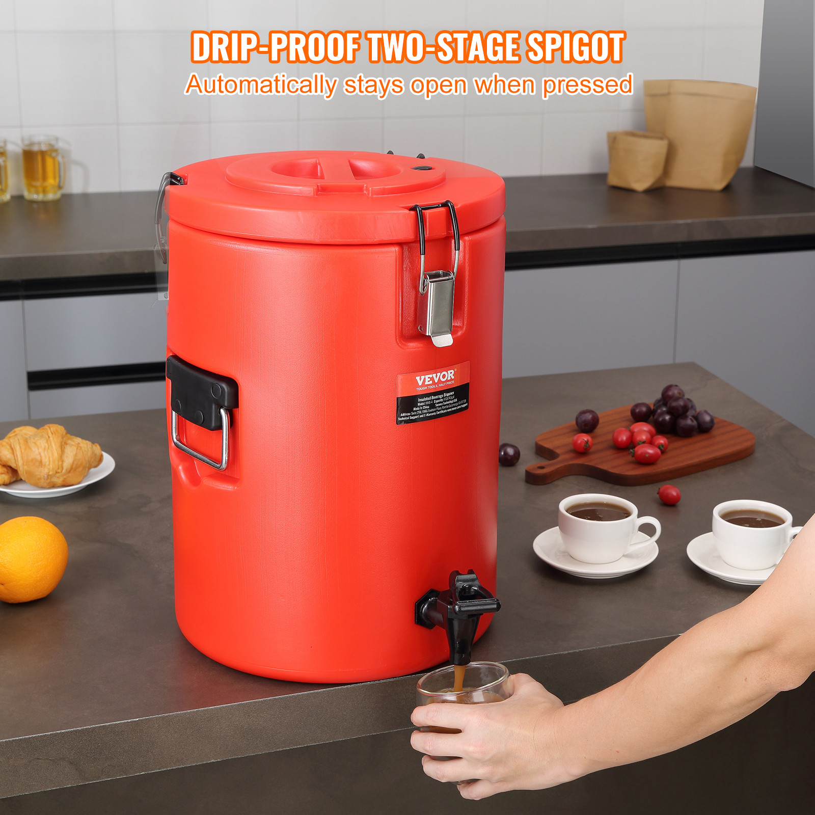 VEVOR Insulated Hot and Cold Beverage Dispenser Server 4.5Gallon Stainless Steel