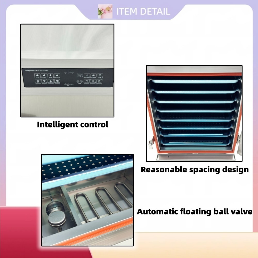 220V 9KW Commercial Intelligent Electric Steaming Cabinet 8Trays Rice SteamerBox