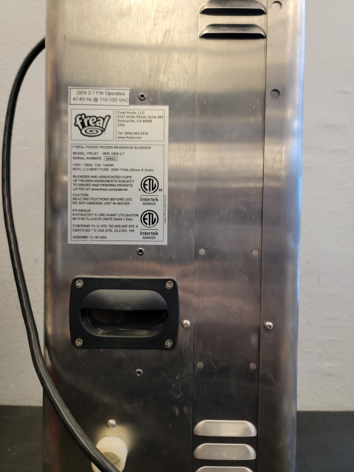 F’real FRLB7 Milkshake Blender Shake Machine Front Door Assembly Freal 👁