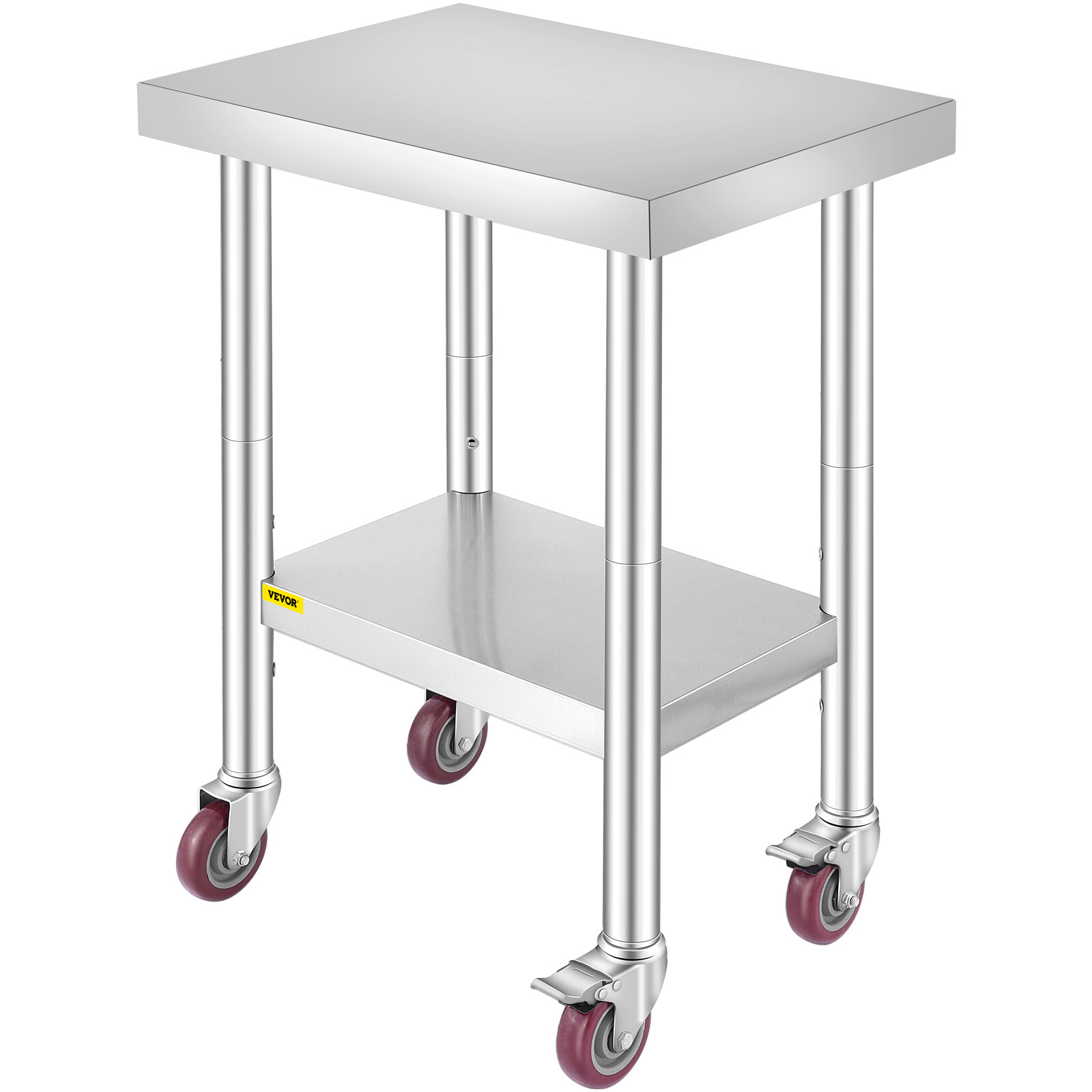 Rolling Stainless Steel Top Kitchen Work Table Cart + Casters Shelving 18″x24″