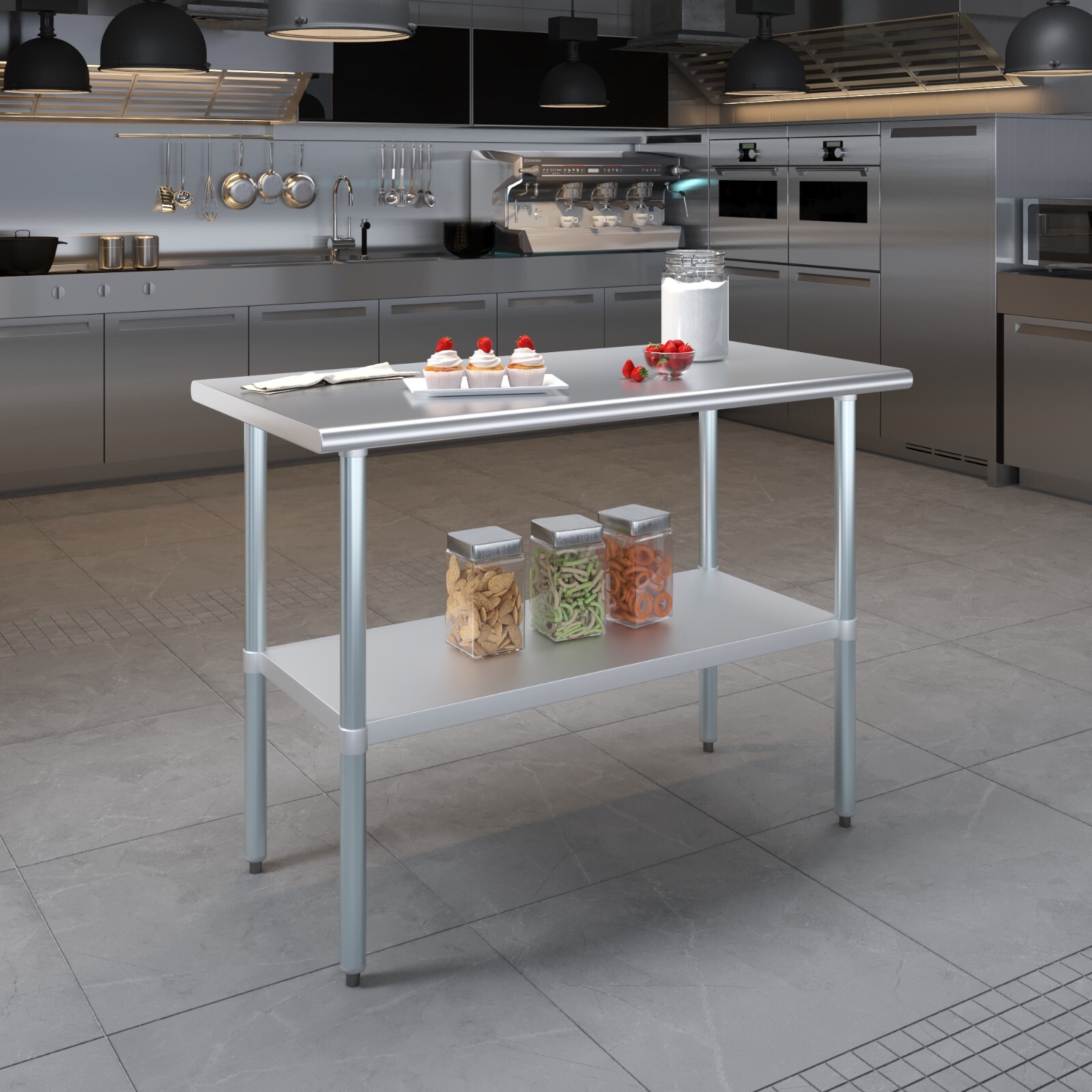 24″ X 48″ Stainless Steel Work Table With Galvanized Undershelf