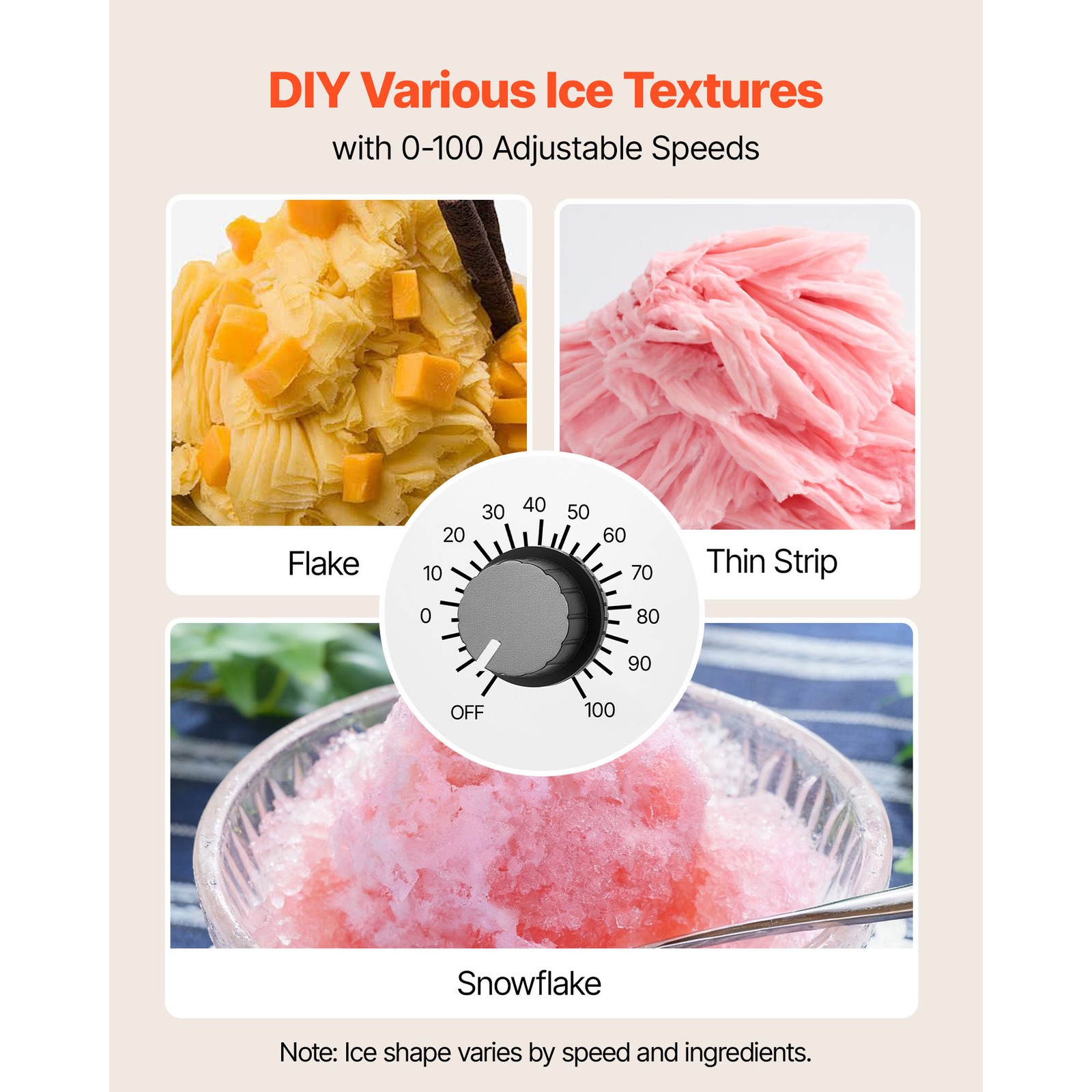 Uimoso Snowflake Ice Maker 132LBS/24H Ice Shaving Machine for Home Use