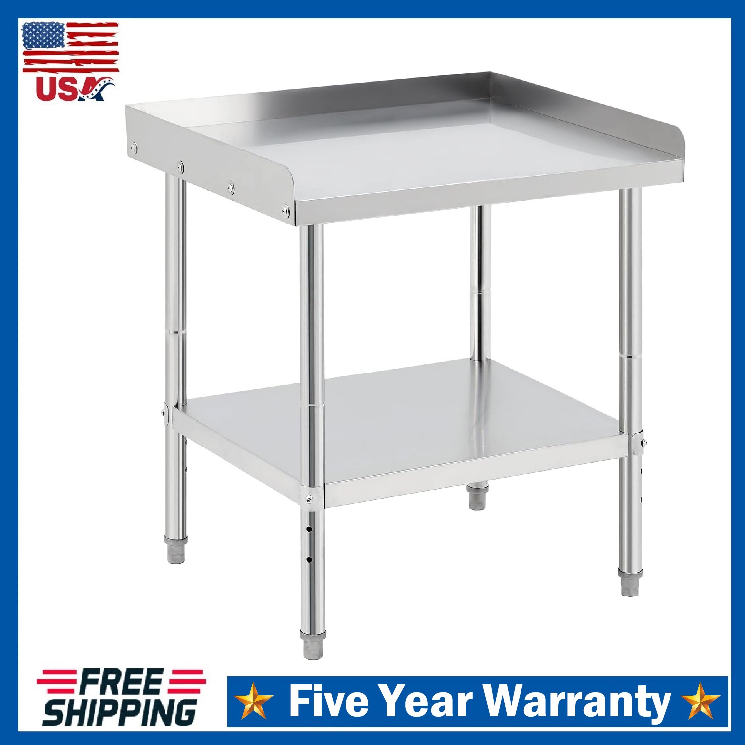 28×24 inch Stainless Steel Work Table ,2-Tier Commercial Kitchen Food Prep Table