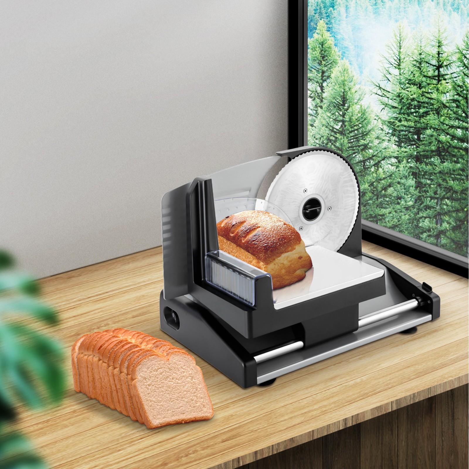 304 Stainless Steel 200W Meat Slicer with Adjustable Thickness for Home Use