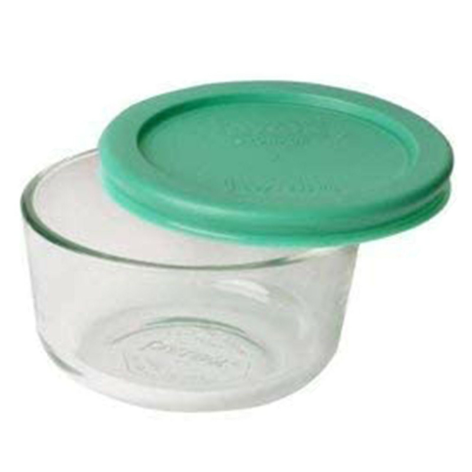 Pyrex (1) 7202 Clear Glass Food Storage Bowl & (1) 7202-PC Green Plastic Lid