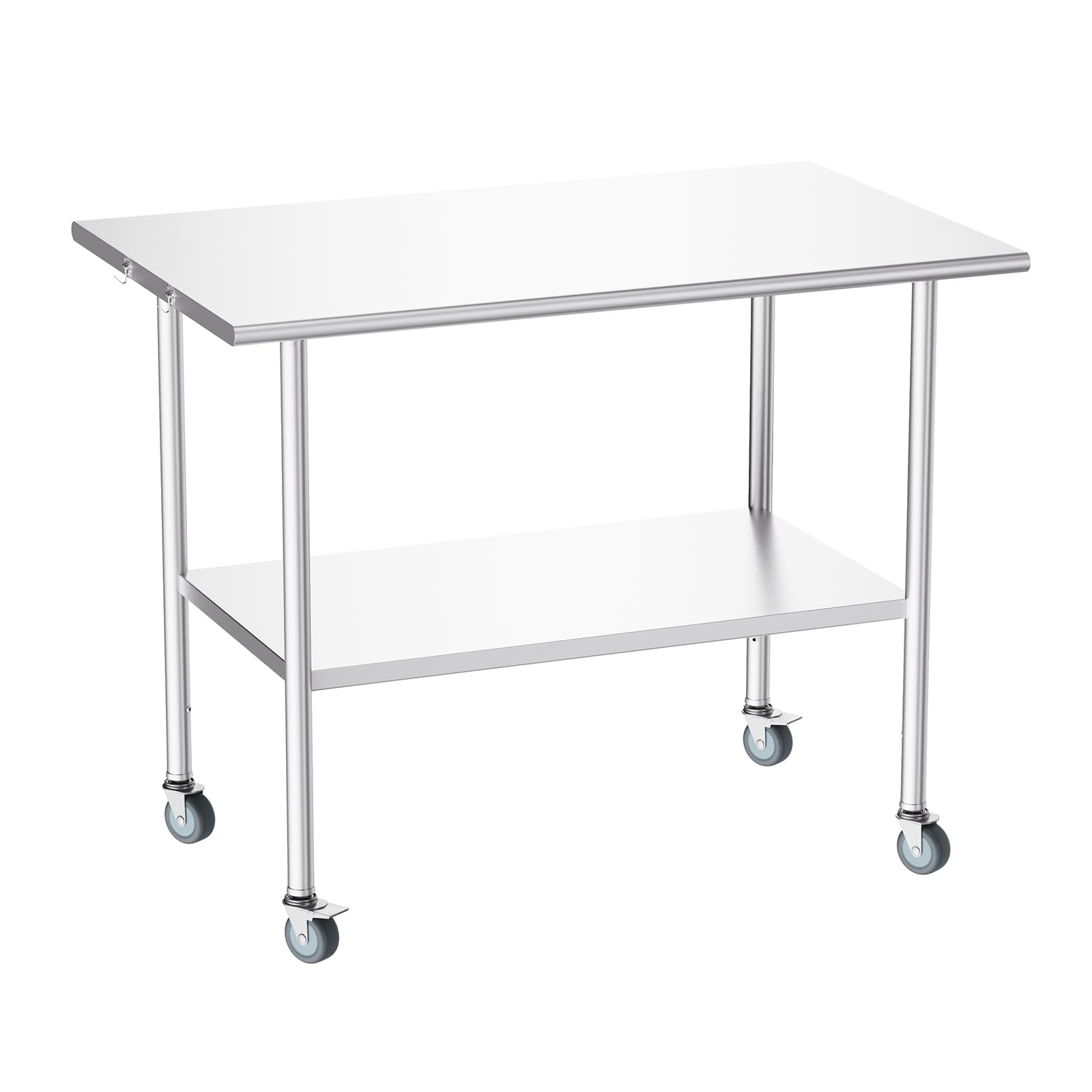 All-Stainless Steel Prep Table, 30 X 48 Inch, with Casters and Adjustable Und…