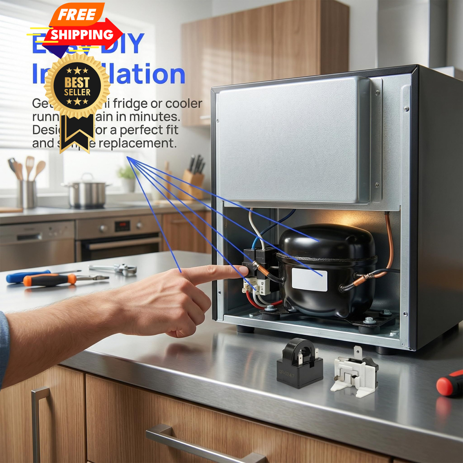 QP2-4R7 QP2-4.7 Start Relay Refrigerators PTC and Overload Protector 3 PIN