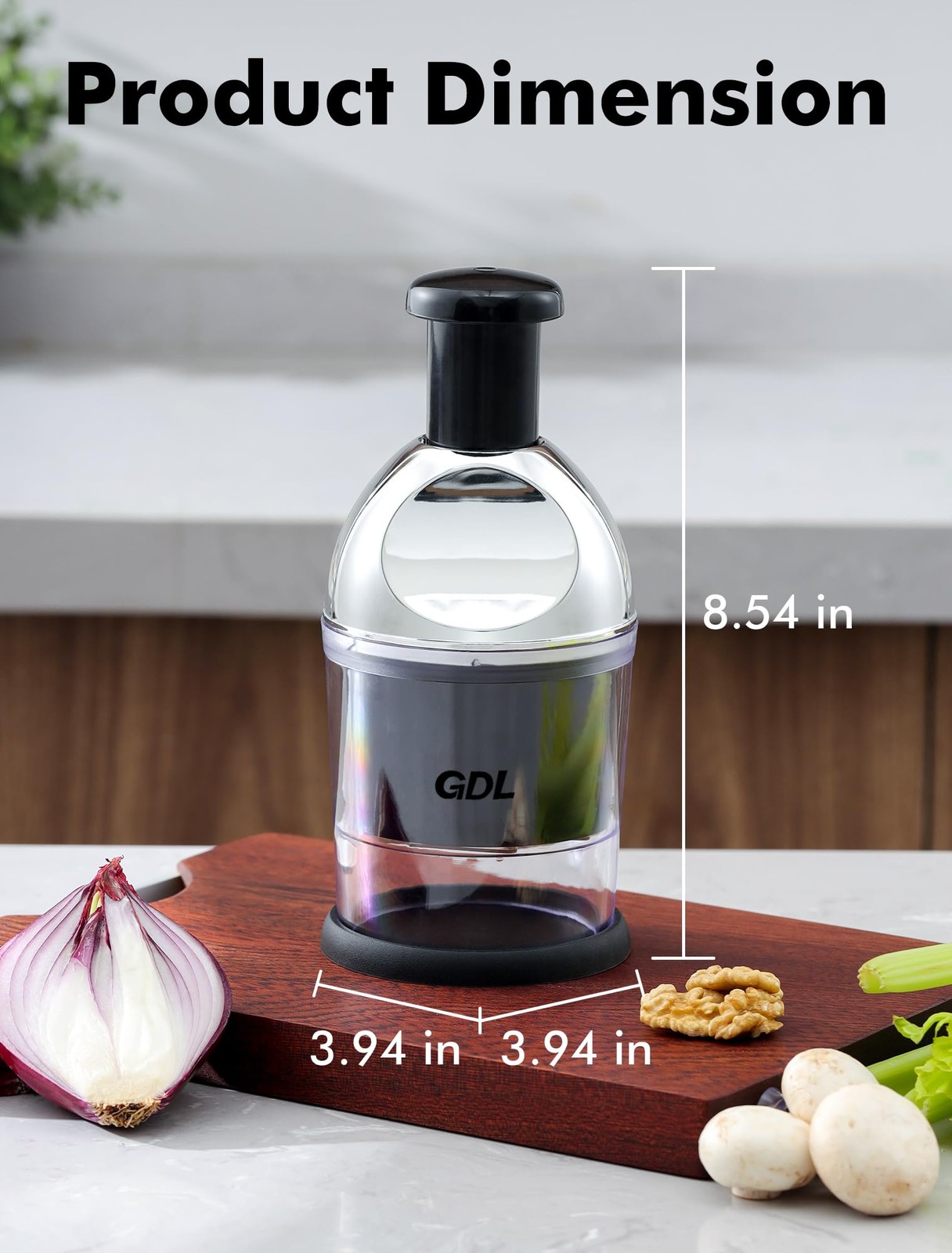 Food Chopper, Hand Chopper Dicer Easy to Clean, Manual Slap Vegetable Black