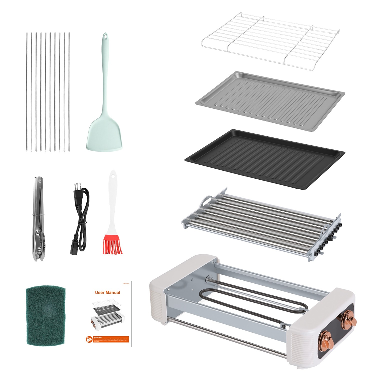 3IN1 Hot Dog Roller Machine with Grill & Griddle Cooker 600W 9 Hot Dog 6 Roller