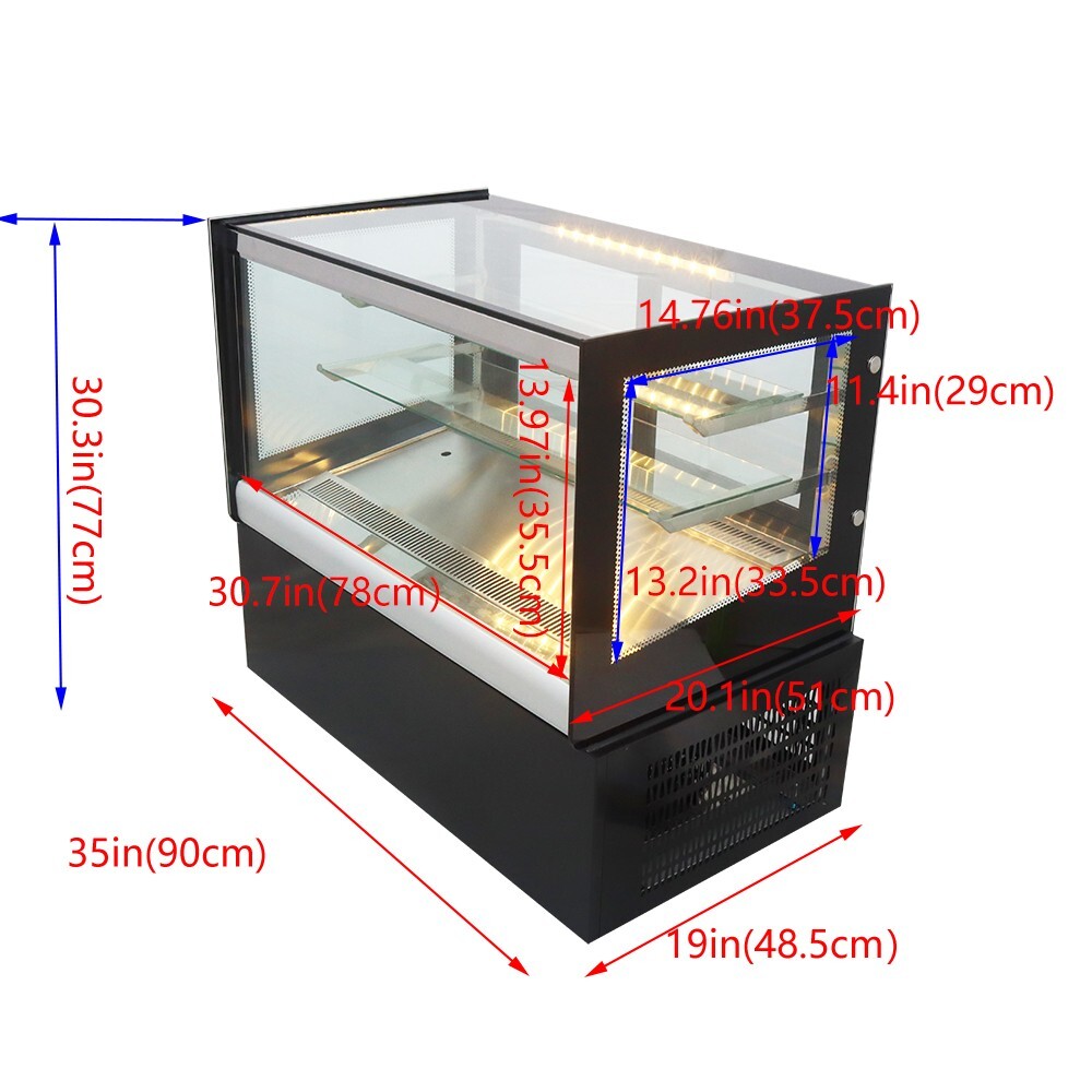 Commercial 220V Desktop Refrigerated Cake Display Cabinet Rear Sliding Door 35In