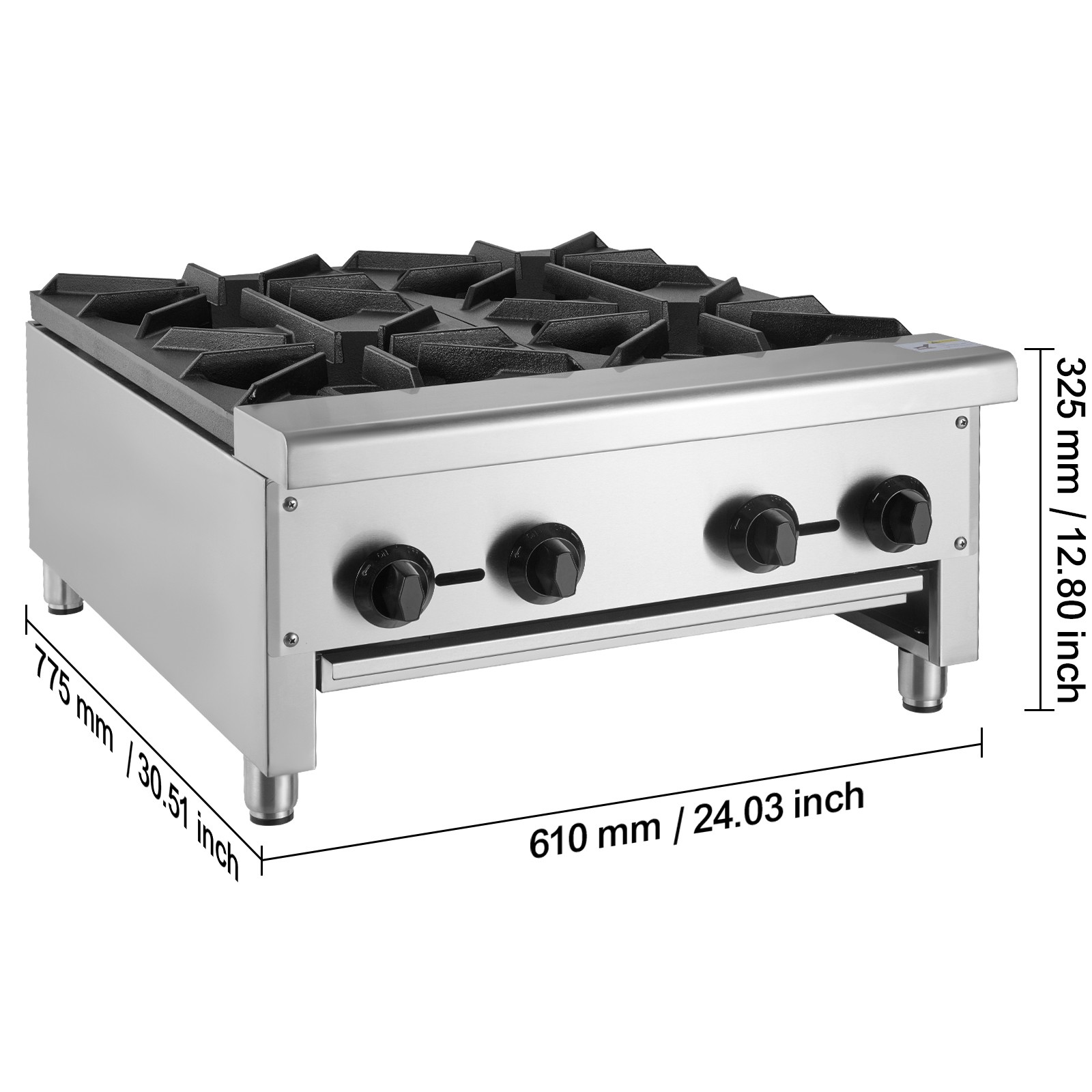 Uimoso Commercial Gas Range Stove with 4 Burners for Countertop Cooking