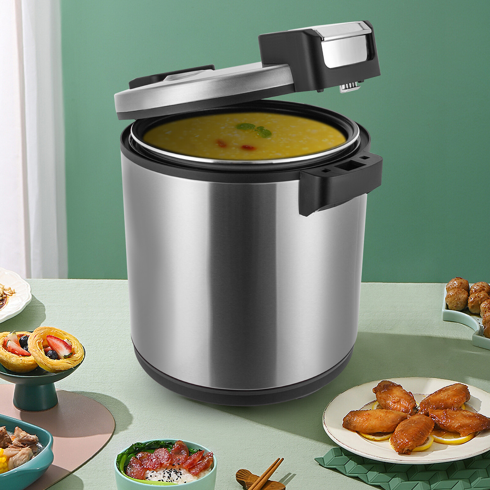 110W Electric Rice Warmer Heavy Duty Rice Warmer Food Warmer with Rice Spoon