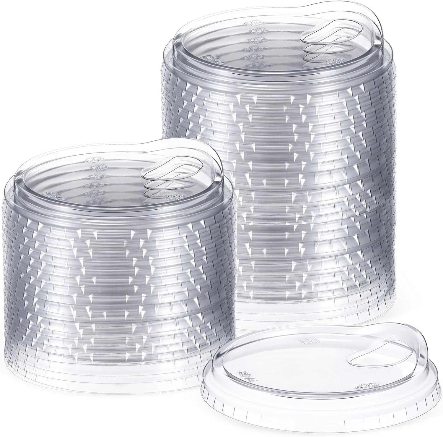 50 Pcs Clear Strawless Plastic Lids Fits for 12, 16, 20 and 24 Oz Cups Disposab