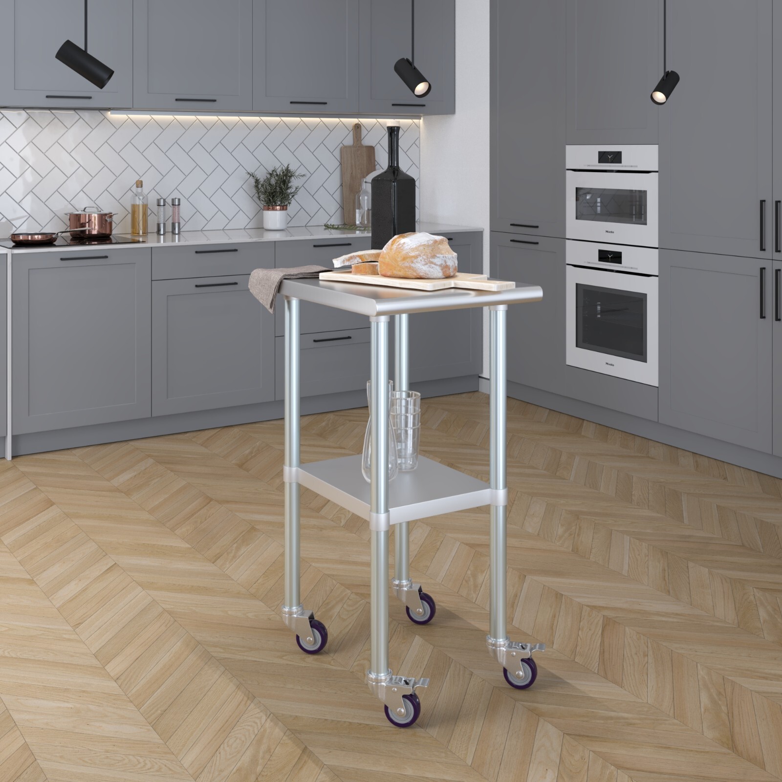 24″ X 18″ Stainless Steel Table With Wheels | NSF Prep Metal Work Table Casters