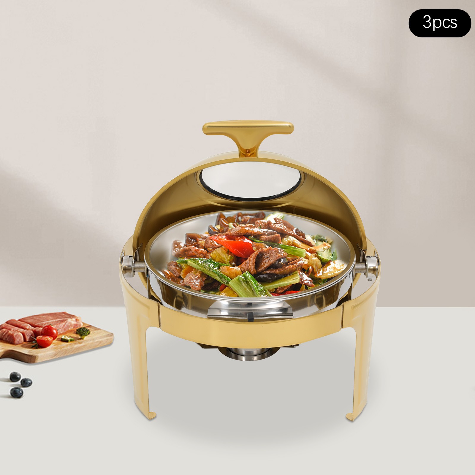 3Pcs Chafing Dish Buffet Set Stainless Steel Buffet Warmer Chafers &Warmers Sets