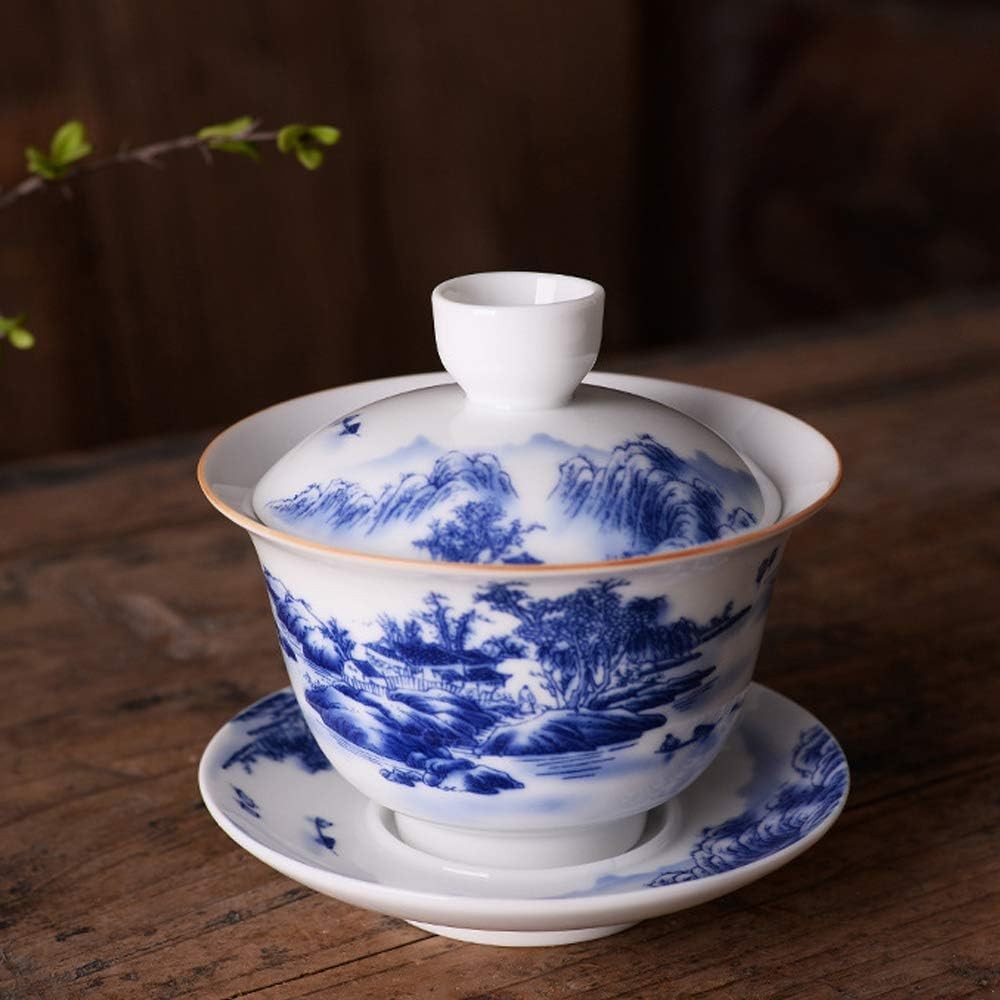 Jingdezhen Chinese Gaiwan Handmade 6.3oz/180ml Mountain Style China Blue and