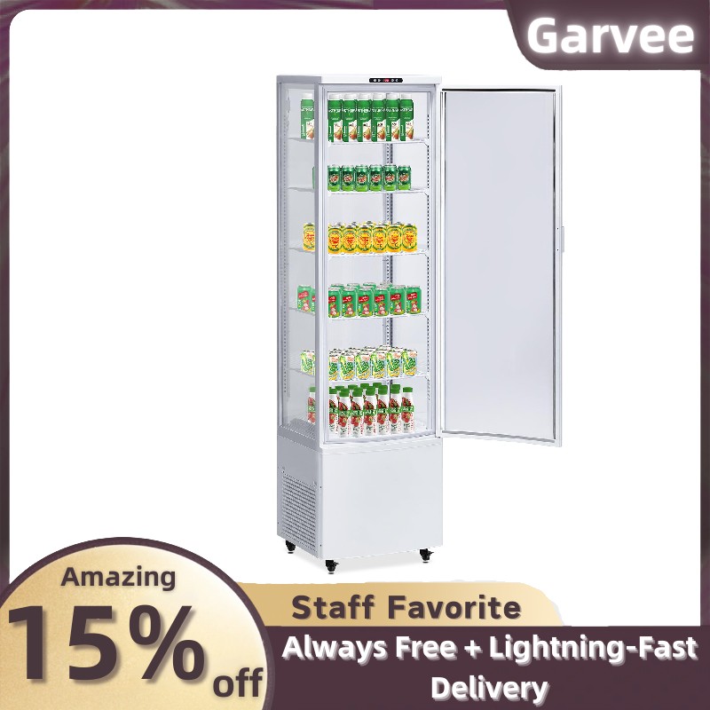 Glass Door Commercial Refrigerator, 10.9Cu Ft Beverage Cooler, Upright, 5 Shelve