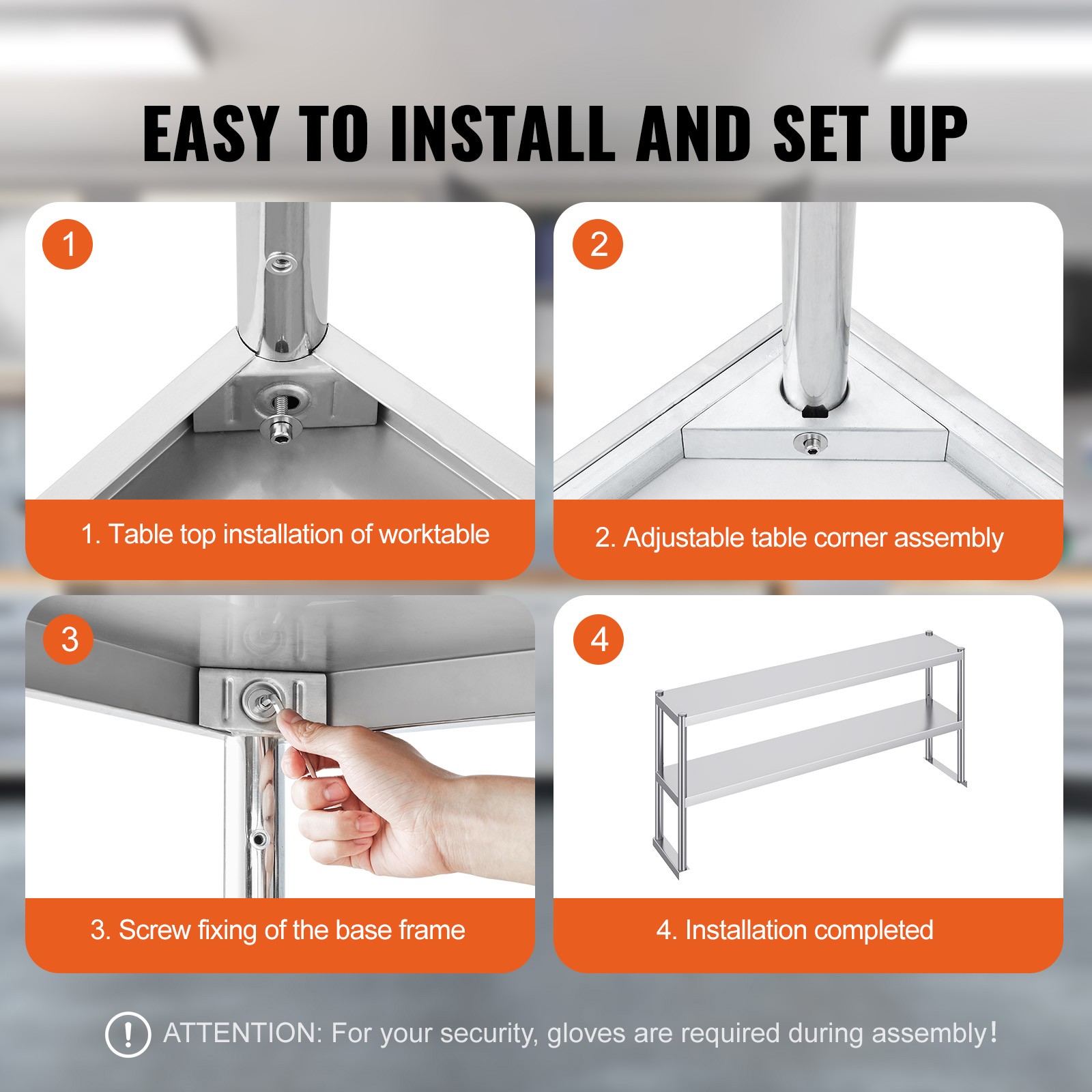 VEVOR Double Overshelf Stainless Steel Overshelf 12×60/48/72 in for Prep Table