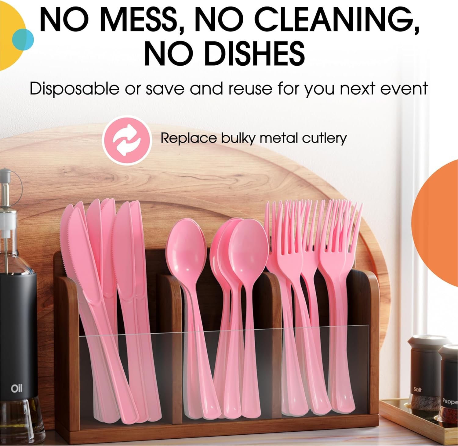 Pink Plastic Silverware Heavy Duty 160 Pcs Pink Plastic Cutlery Set Disposable