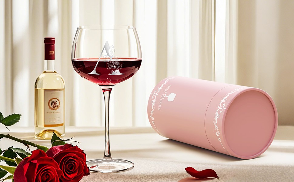 Personalized Gifts for Women Mom Friend, Initial A-Z Wine Glass Customized For