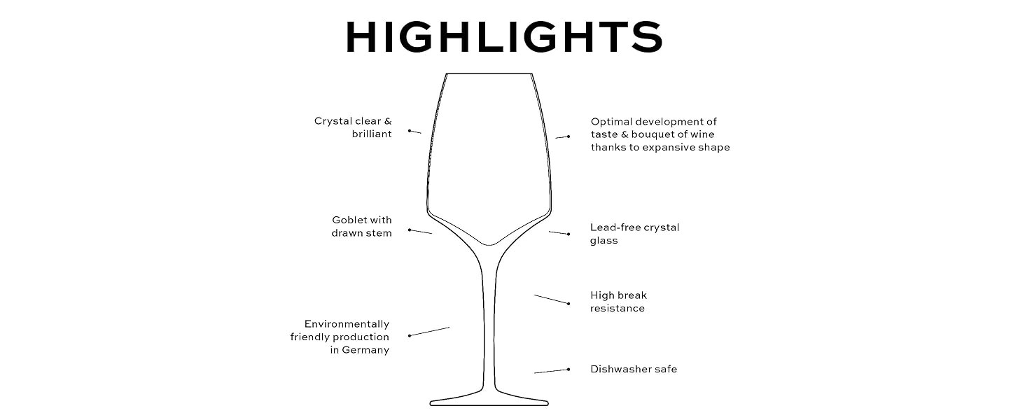 Universal Glasses Exquisit Set of 6, 14.25 oz – Elegant Crystal Glass White Wine