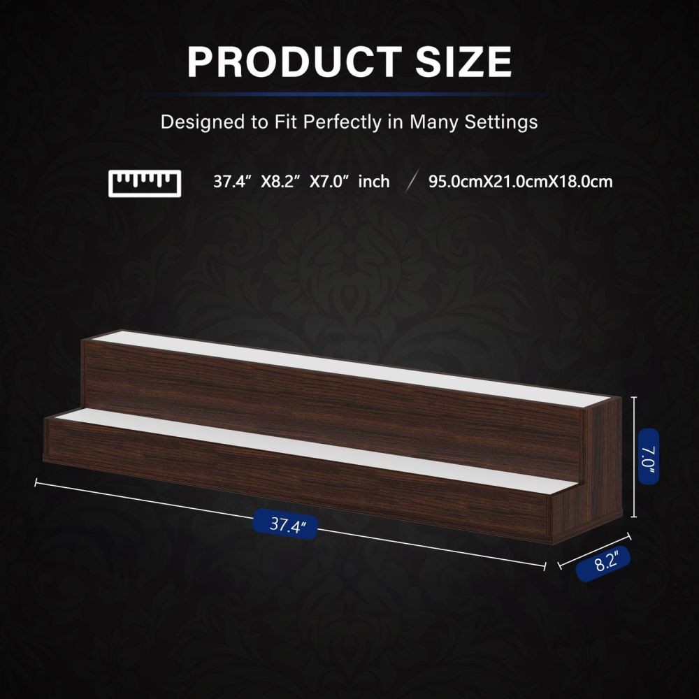 20Inch 2-Tier LED Liquor Display Shelf, App & Remote Control Lighted BottleRack