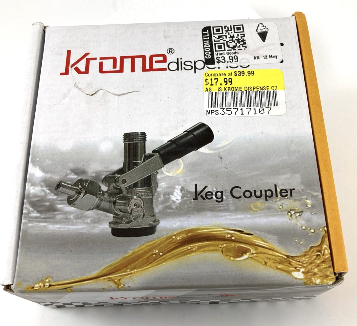 NEW KROME DISPENSE C737 KEG COUPLER TYPE D BLACK & WHITE HANDLE