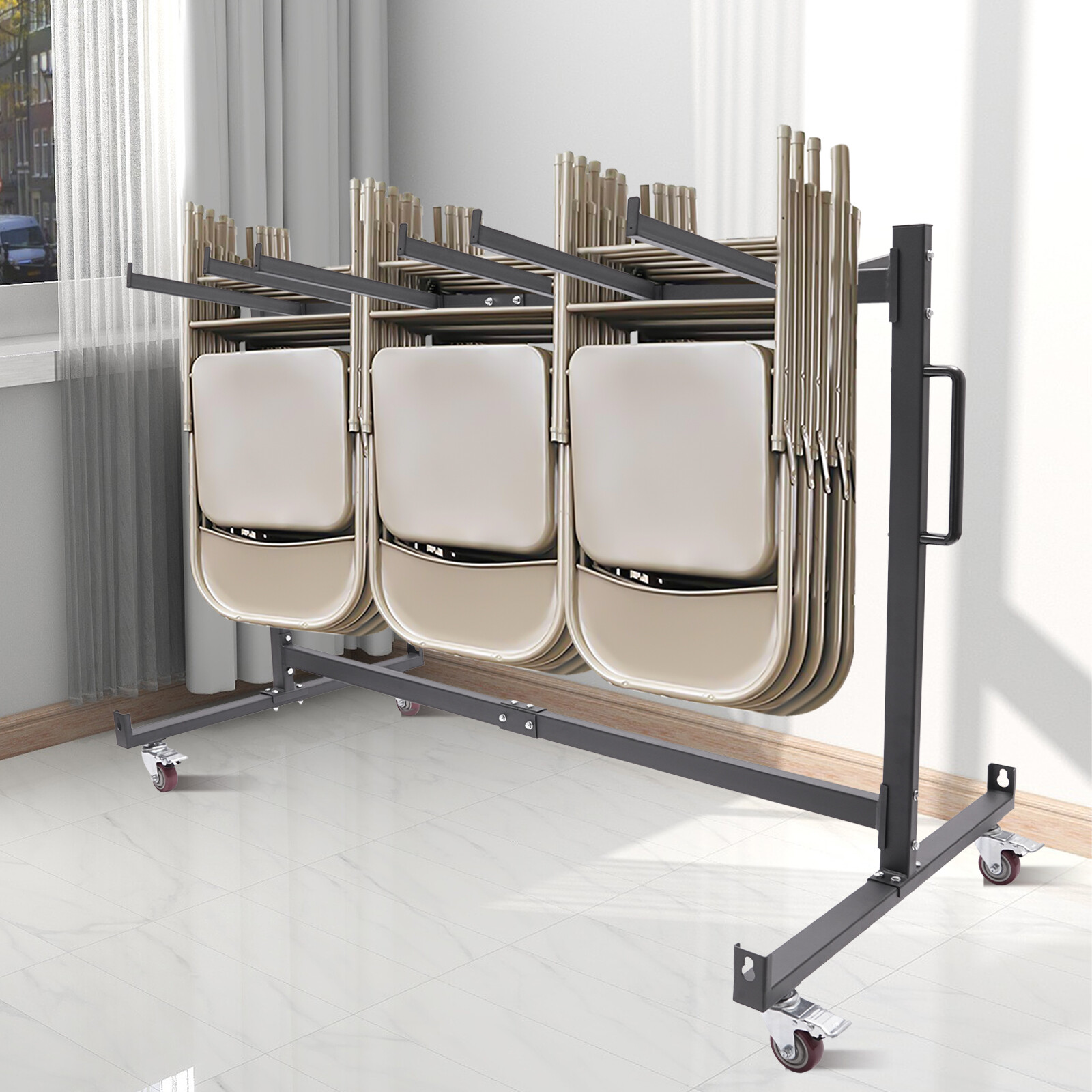 42 Chairs Holder Folding Chair Cart Heavy Duty Mobile Stackable Chair Dolly Iron
