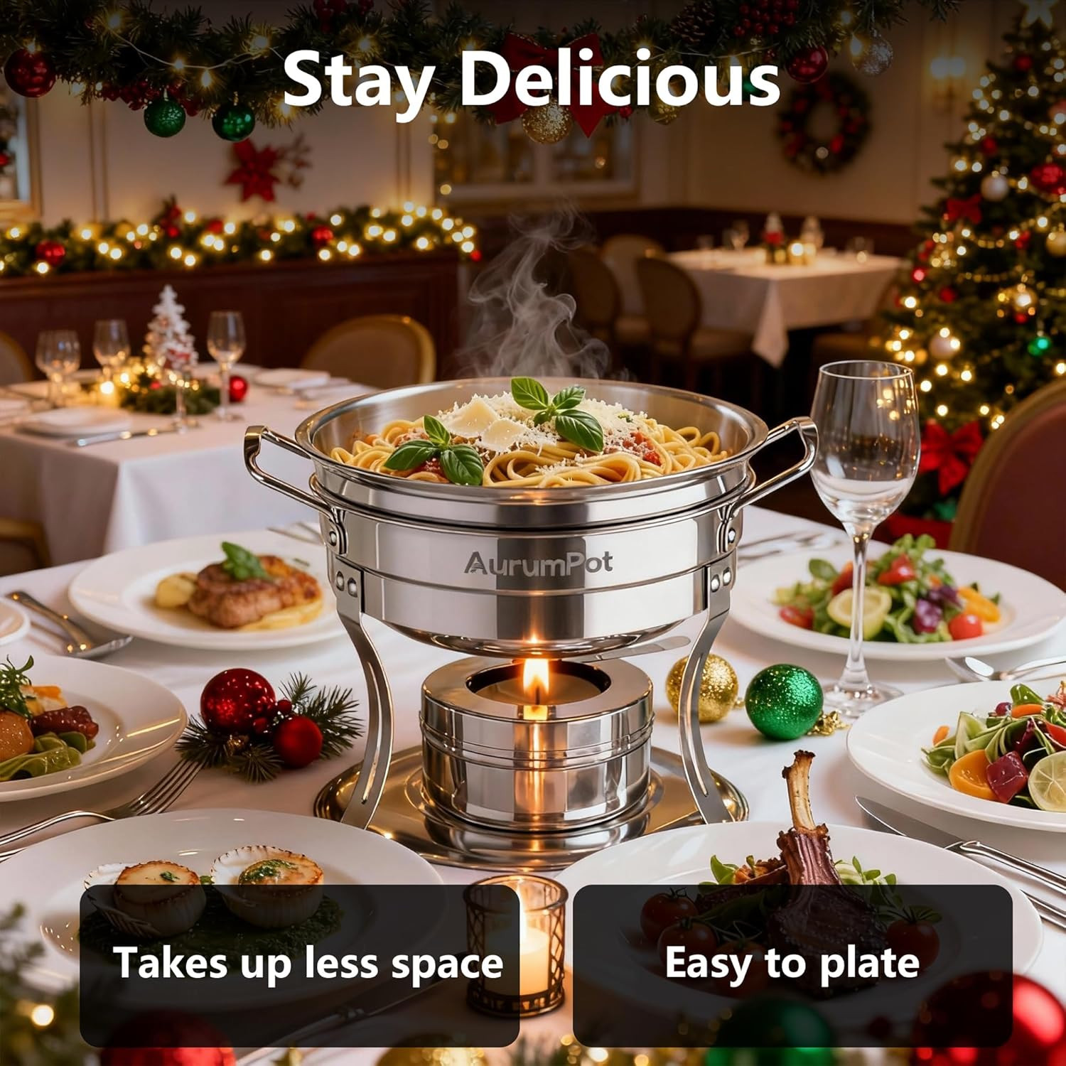 Personalized Mini Chafing Dishes for Buffet 1QT 4 Pack with Glass Lids, [Worry-F