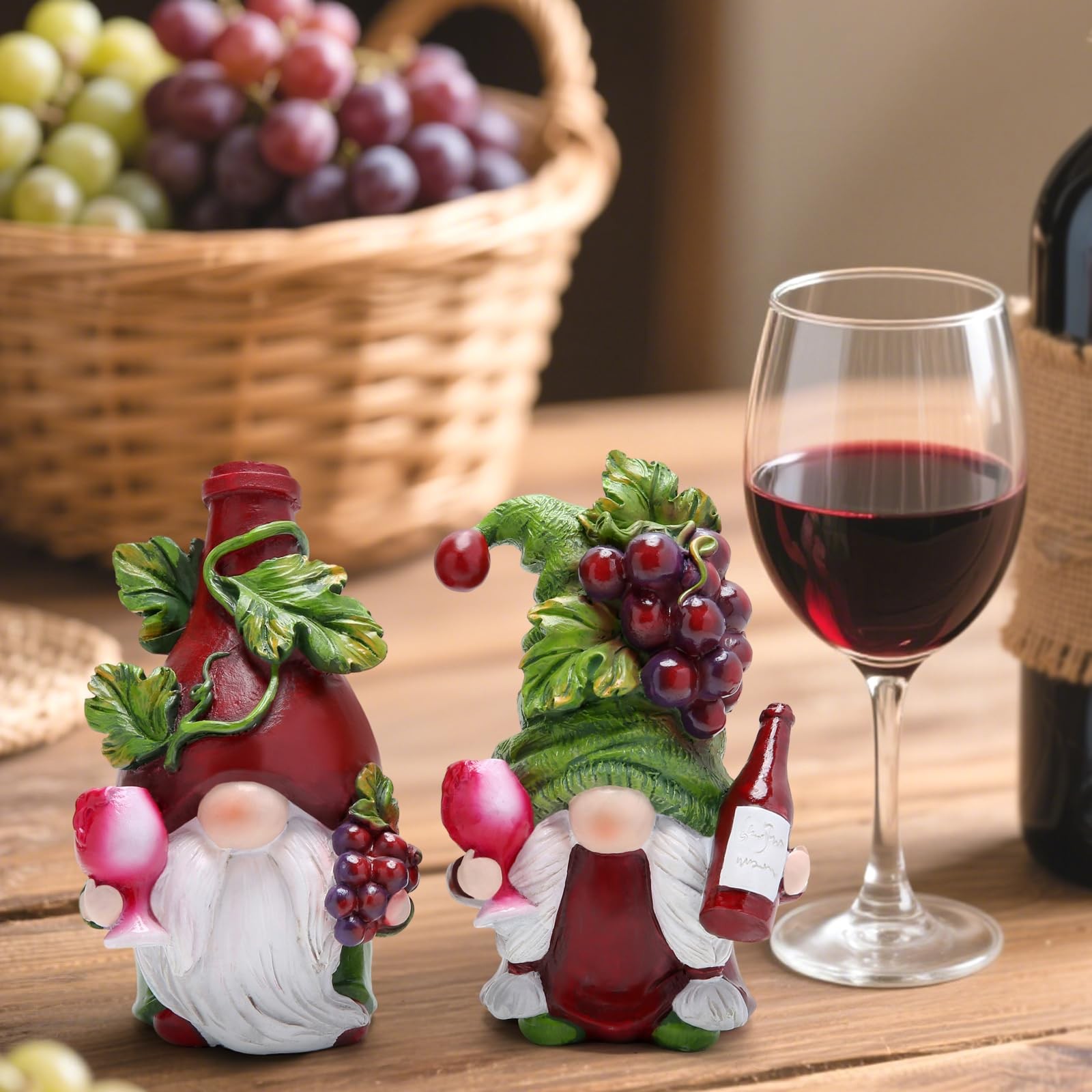 Hodao Red Wine Gnomes Decorations for Home, Home Party Resin Figurines Collectib