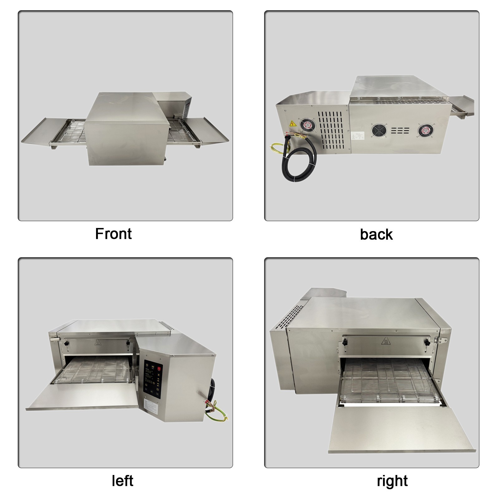 Commercial Countertop Conveyor Pizza Oven (220V 3PH, 9kW, 18″ Pizza, 0-300℃)