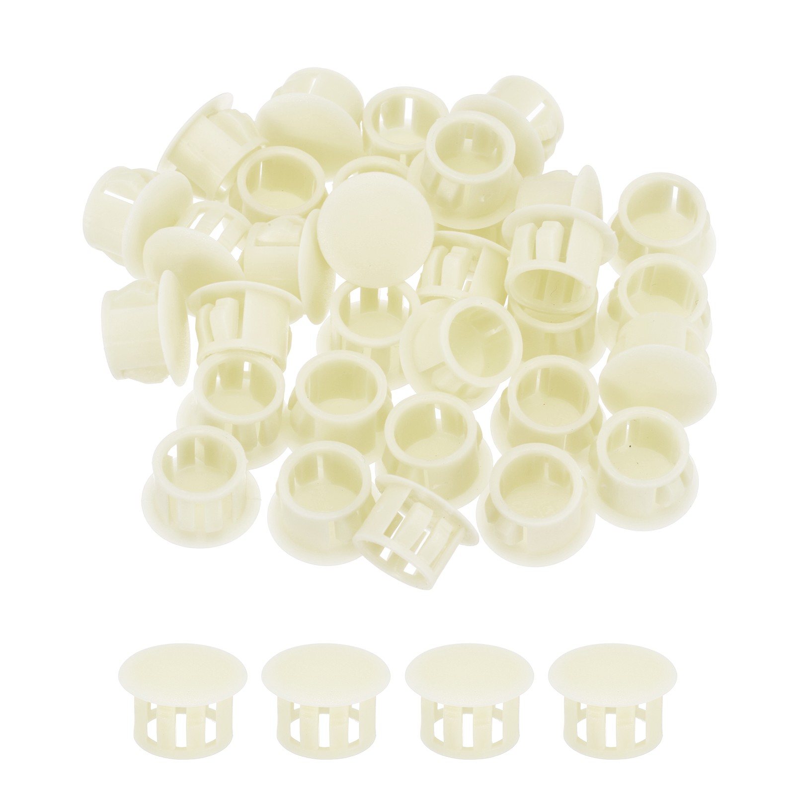 32Pcs 13mm Beige Nylon Plastic Round Locking Hole Plugs Insert End Caps
