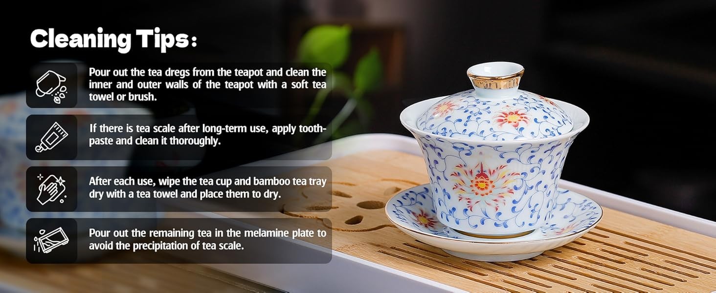 Japanese Tea Set Traditional with 6 Cups, Chinese Gongfu Tea Set for Adults,