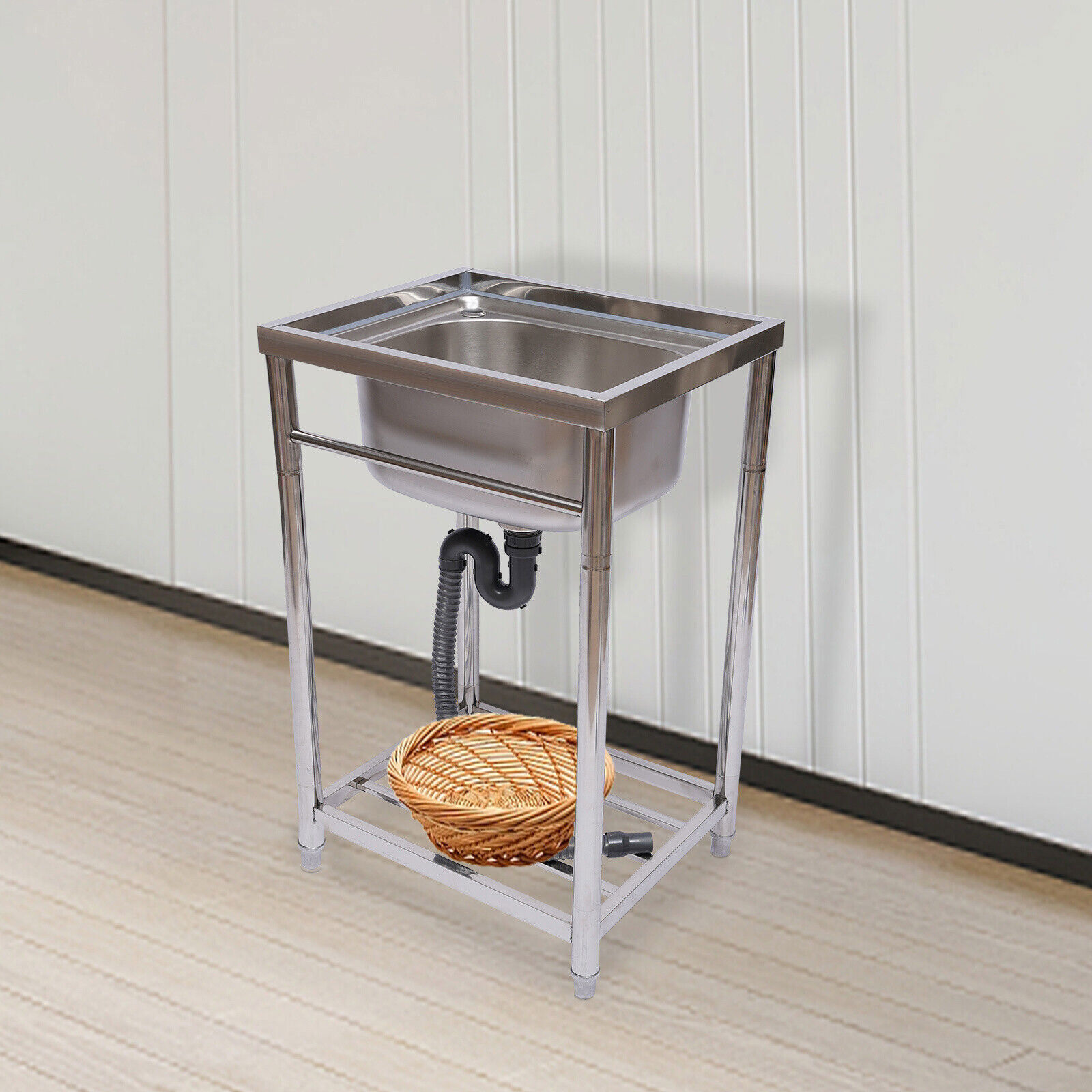 Commercial Utility Sink 1 Compartment Single Basin Kitchen Sink Stainless Steel