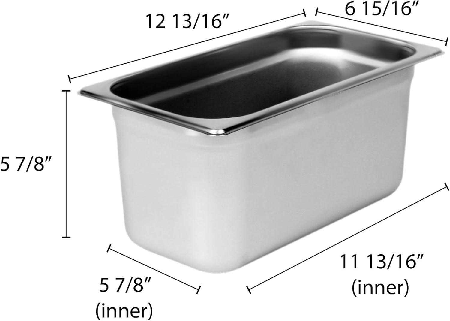 Thunder Group third size 6″ deep 22 gauge anti jam pans, comes in each