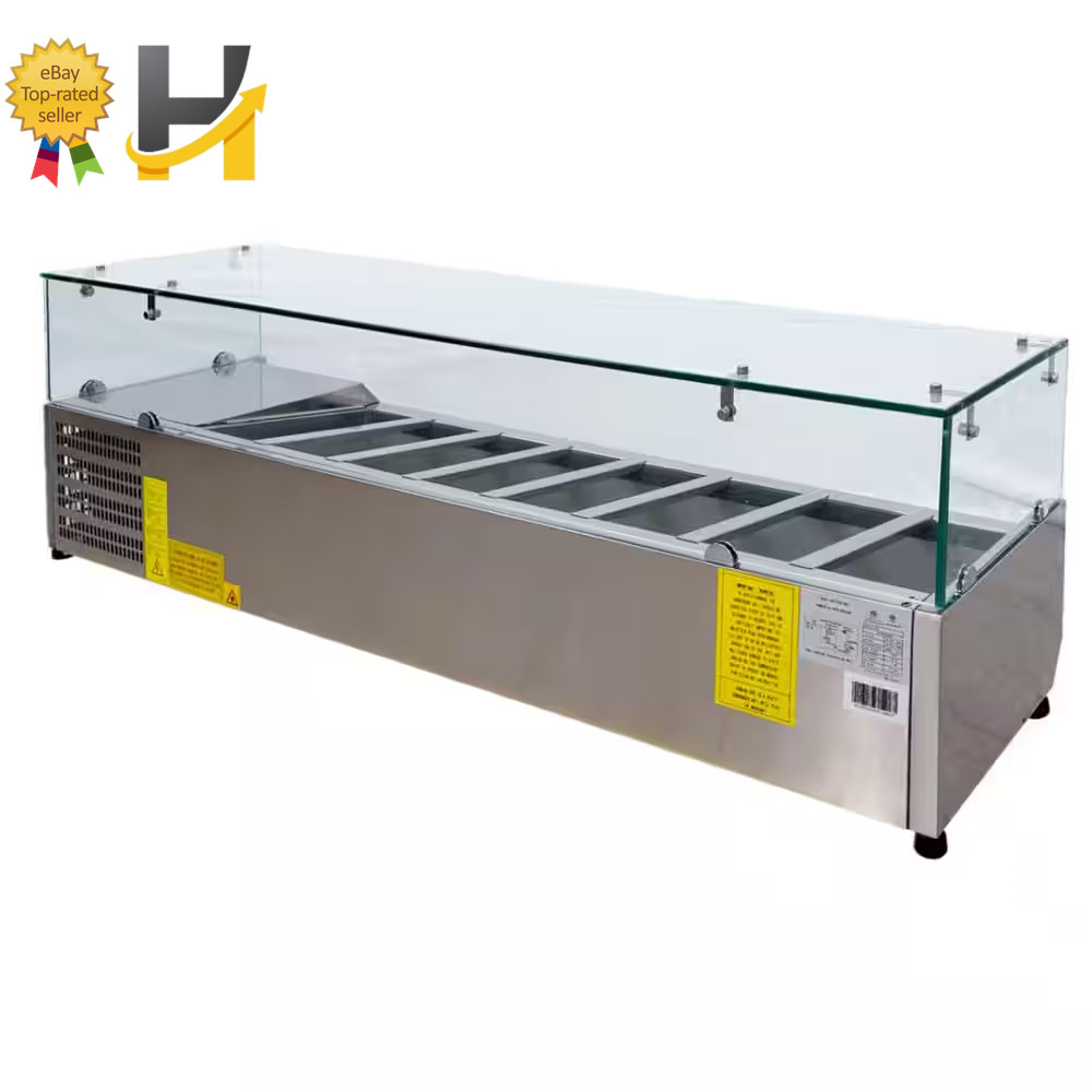 2.1 Cu. Ft. Commercial Countertop Refrigerator Condiment Prep Rail with Glass Sn