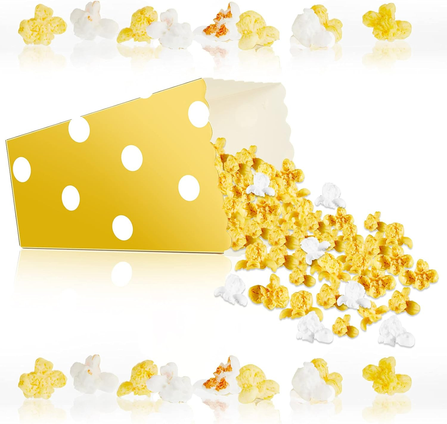 80 Pcs Artificial Resin Popcorn Miniature Prop Figurines Lifelike Faux Popcorn w