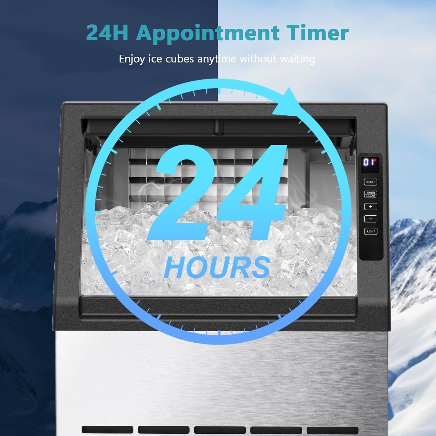 Commercial Ice Maker with 24Lbs Storage – Perfect for Outdoor Events & Offices