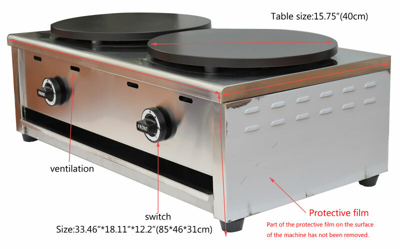 PreAsion Crepes Maker Commercial Pancake Fruit Machine Double Heads LP Gas