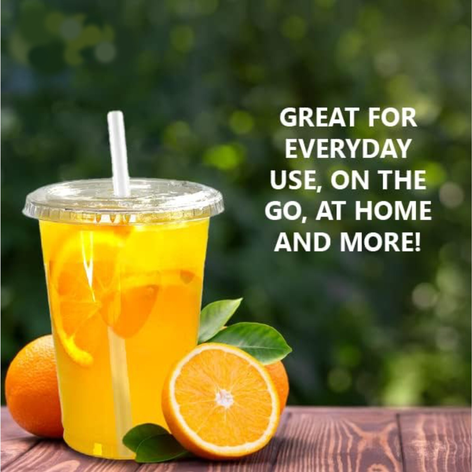 24oz Crystal Clear PET Disposable Cups with Flat Lids and Straws for Take-Out