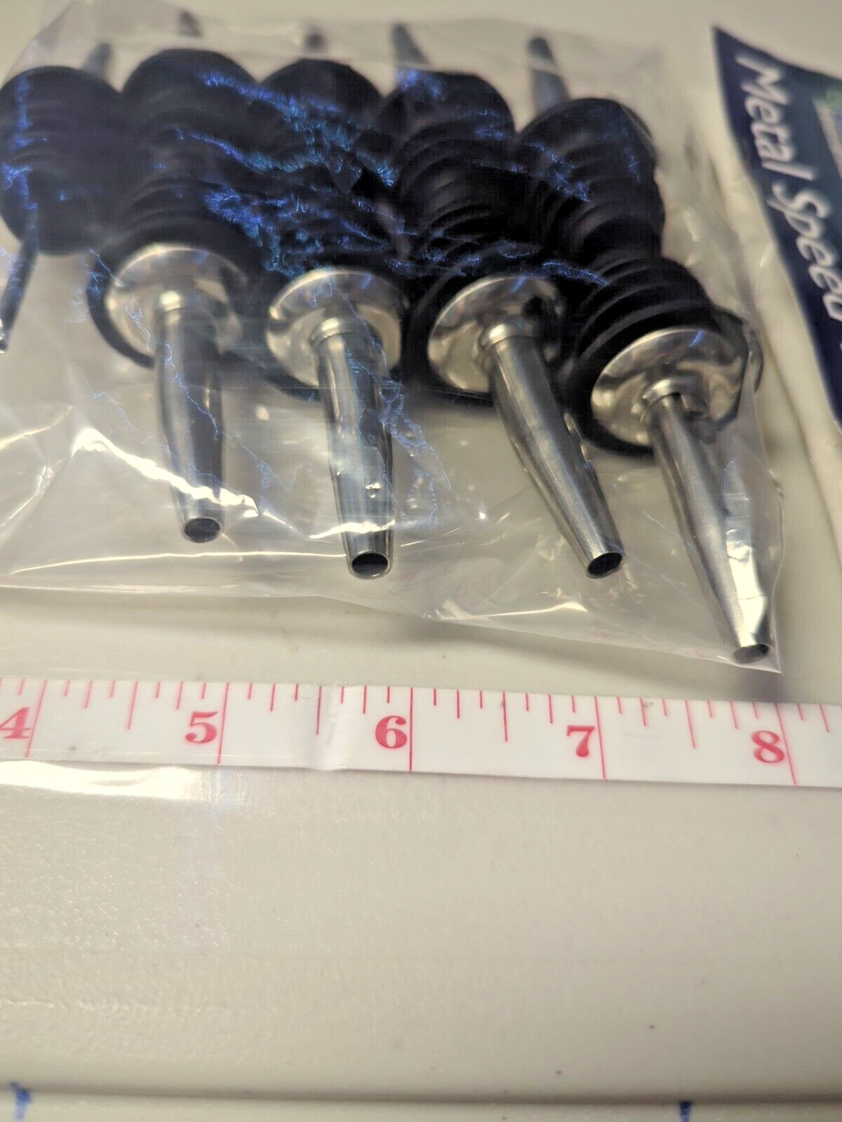 Metal Speed Pourers Set of 9 stainless Steel Finish NEW – Plastic Cork