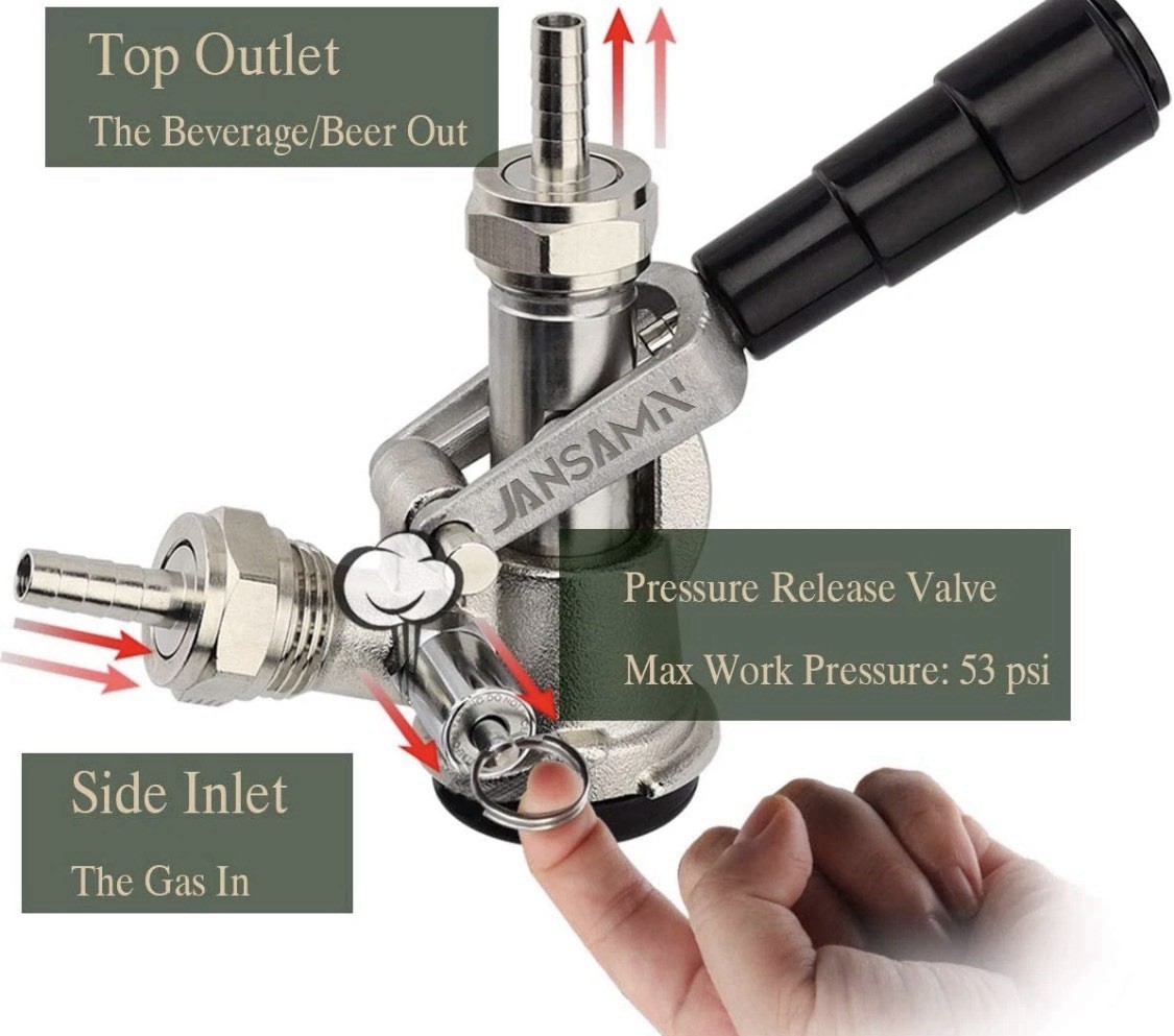 Keg Coupler, Sankey D Tap with 304 Stainless Steel Probe, Keg Coupler D System w