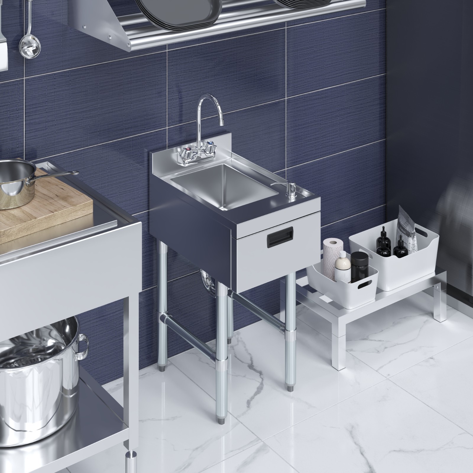 22 in. x 15 in. Underbar Hand Sink with Soap and Towel Dispenser