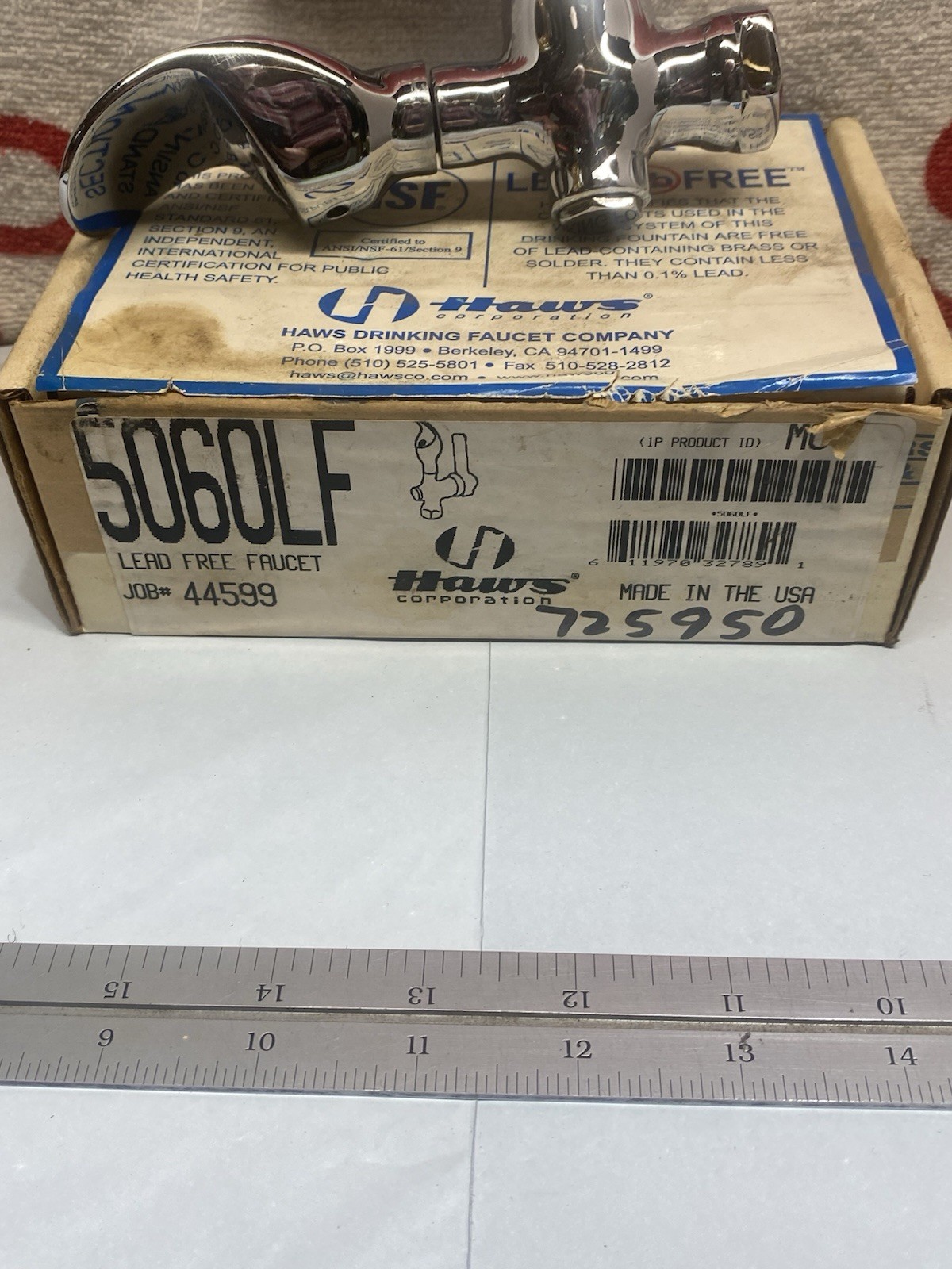 Haws Water Fountain 5060LF 1/2” FIP Pipe Mounted Polished Chrome Bubbler
