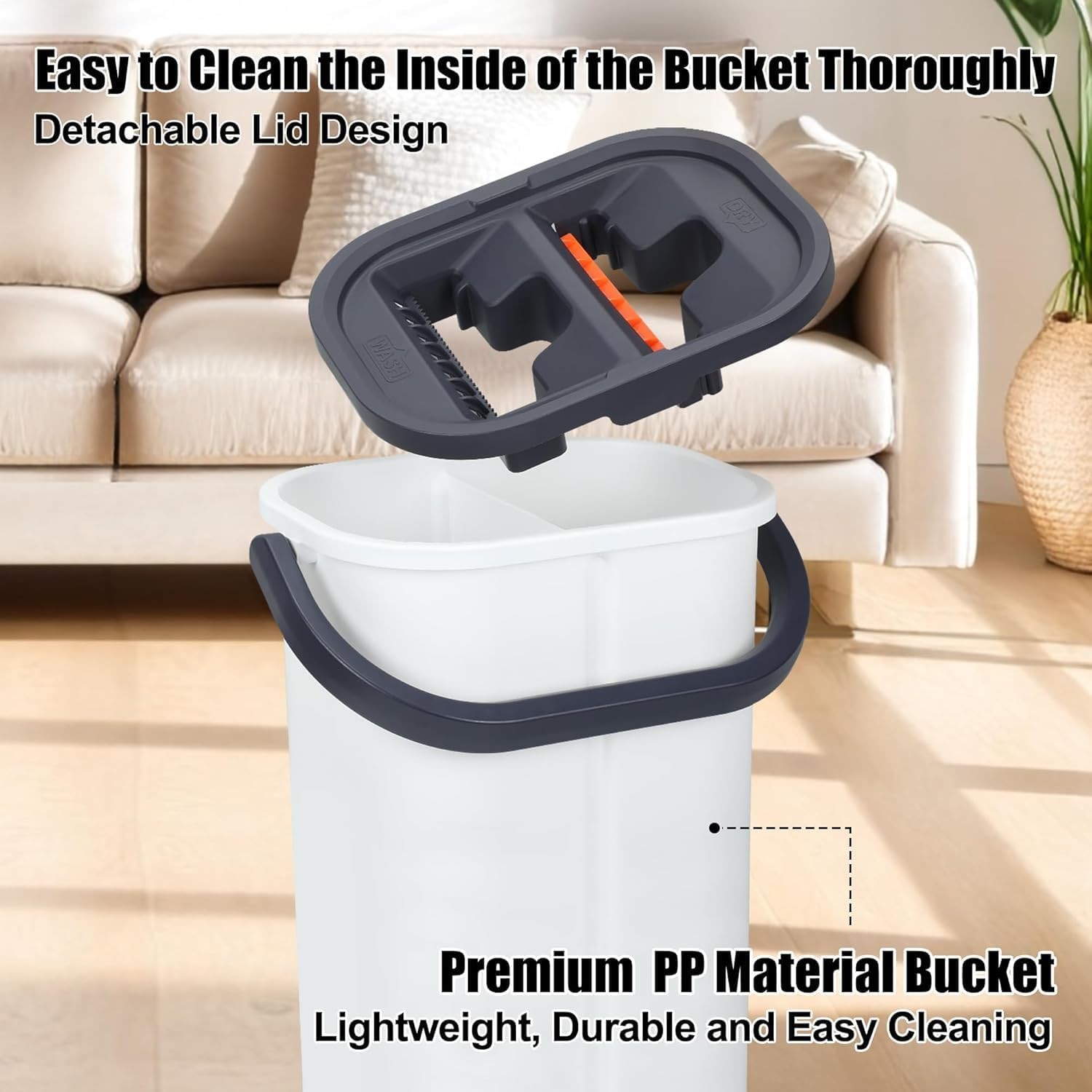 Wfjinhan 16 Inch Dual-Bucket Spin Mop Set Wringing System360 Rotating Flat Mop
