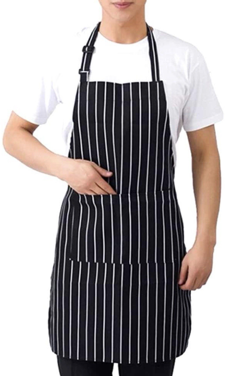 Striped Black Chef Waitress Waiter Art Painting Craft Bib Apron Adjustable OSFM