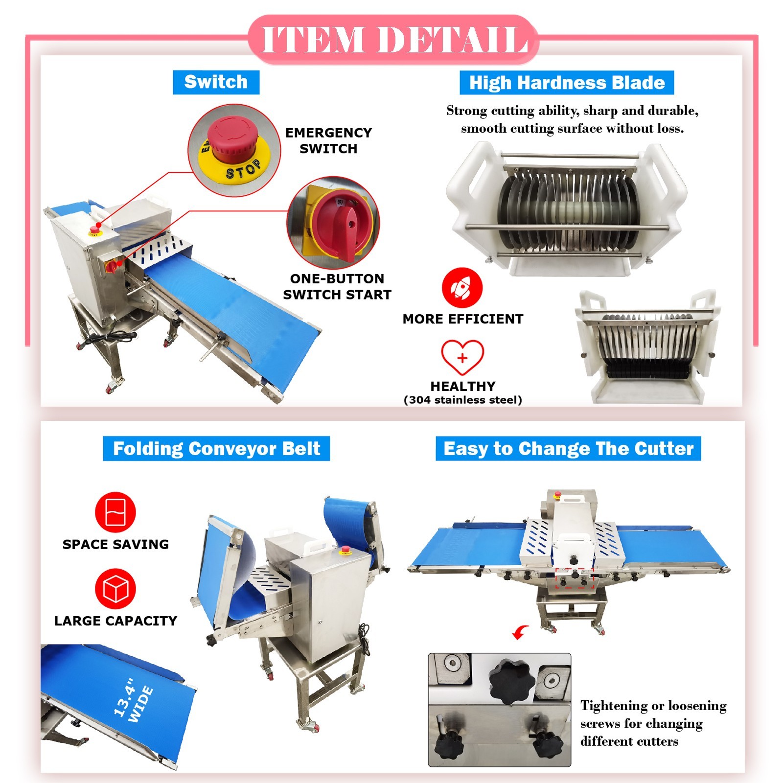 110V Commercial Meat Dicer Fully Automatic Meat Cutting Machine 1PH 0.75KW