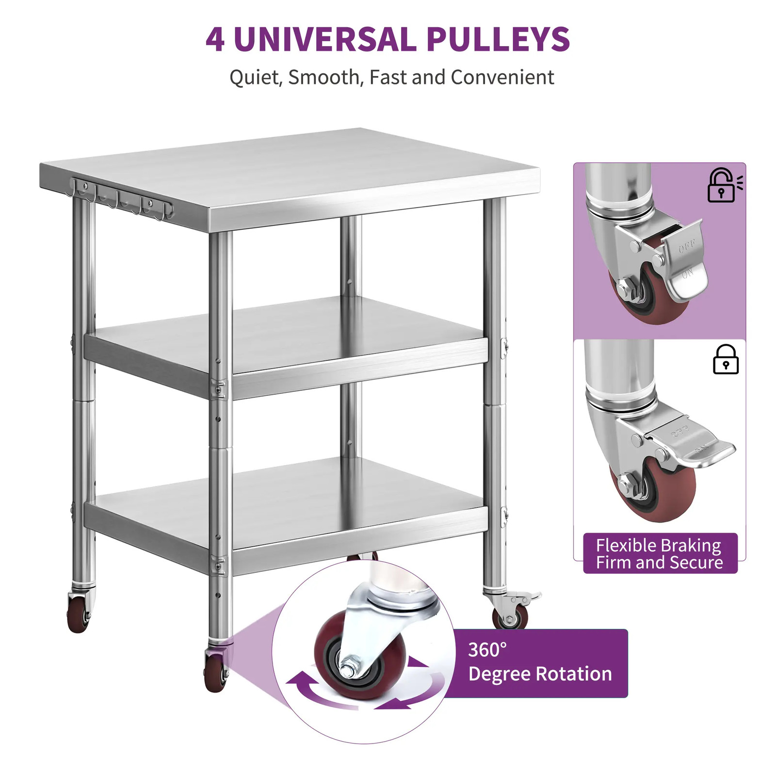 30″/36″/48″ Stainless Steel Table Work Table Metal Table Prep Table w/Overshelf
