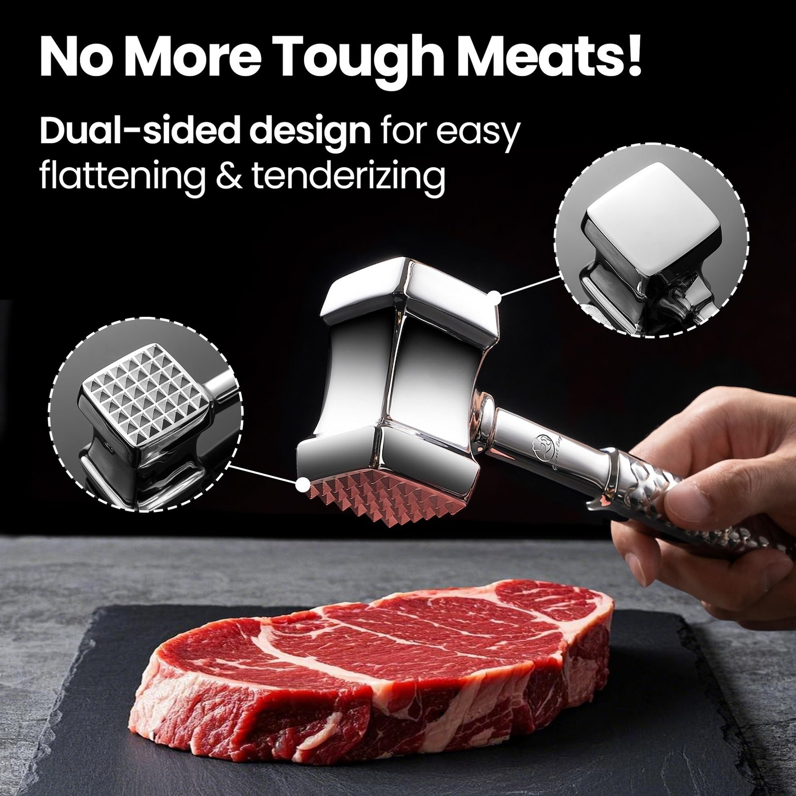 Stainless Steel Meat Tenderizer Tool, Premium 11*3*2 inches, Original Edition