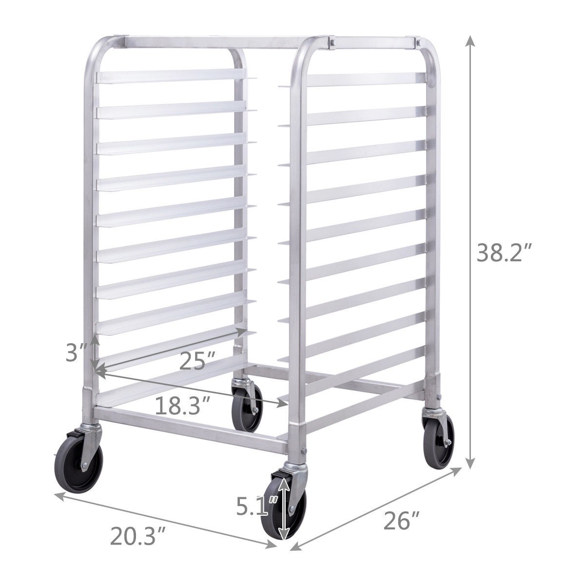 Costway 10 Sheet Aluminum Bakery Rack Rolling Commercial Cookie Bun Pan Kitchen